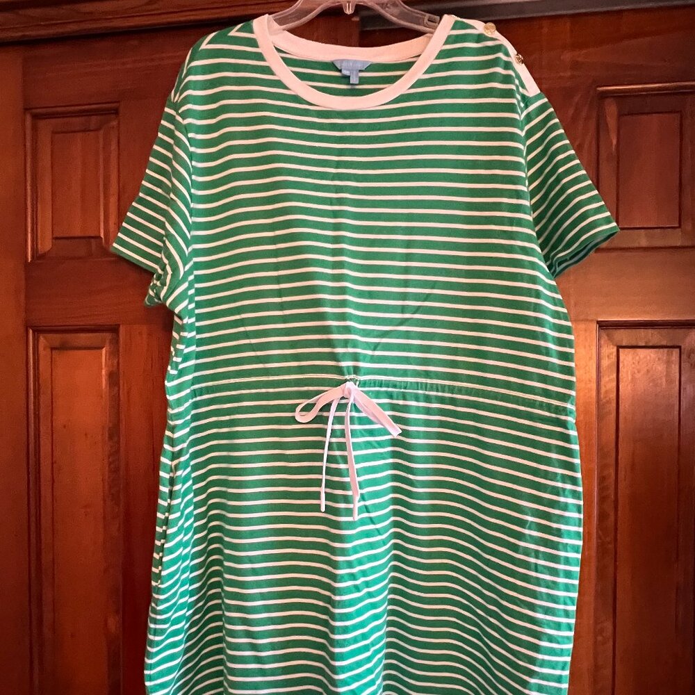 Green and White Draper James Tie Waisted T-Shirt Dress